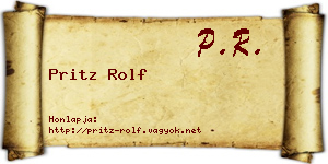 Pritz Rolf névjegykártya